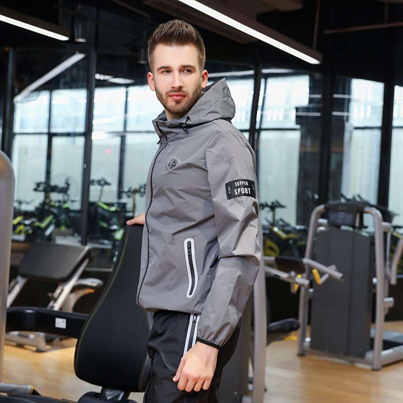 ランニングウェア スポーツ用防風フード付きジャケット