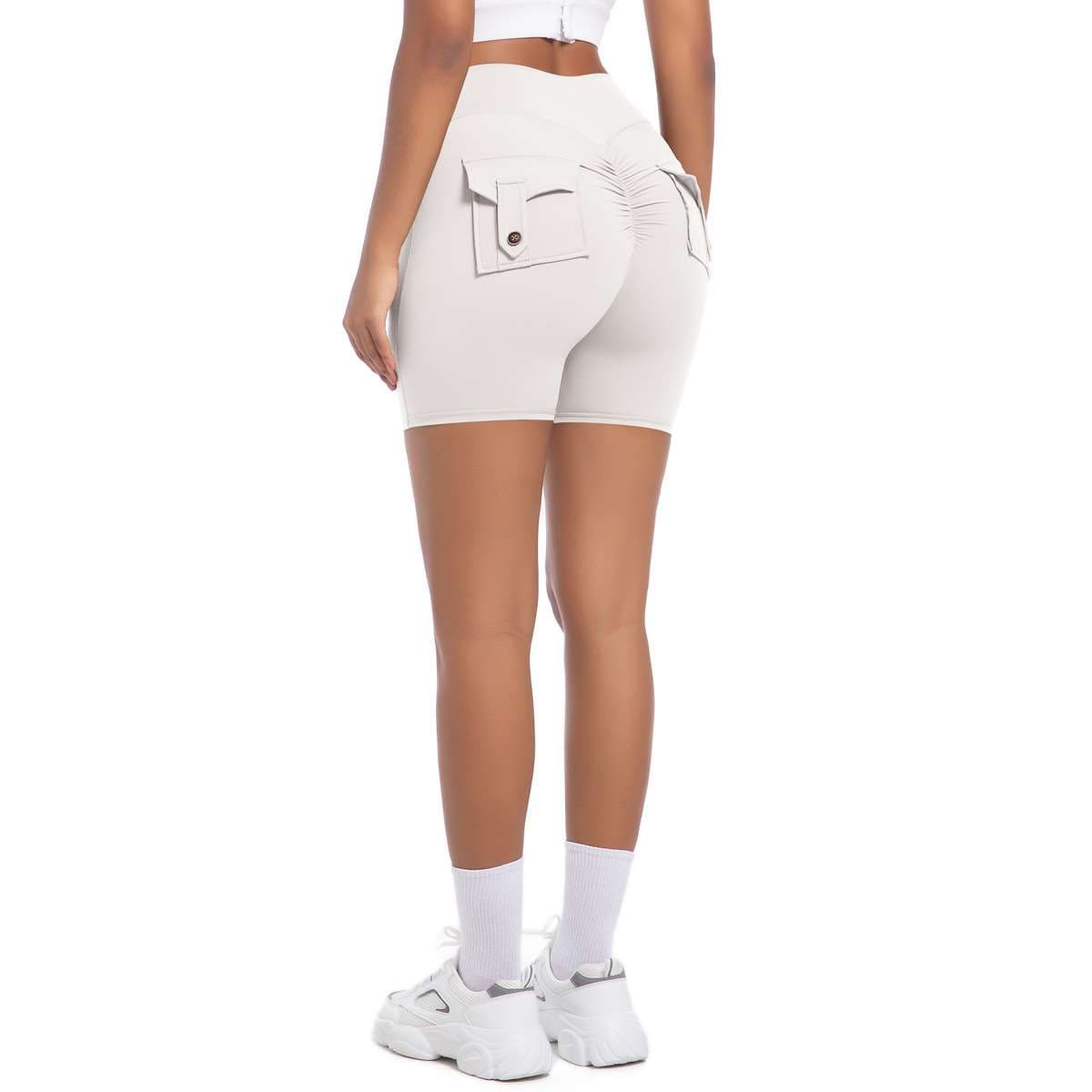 ランニングウェア ポケット付きフィットネスショートパンツ